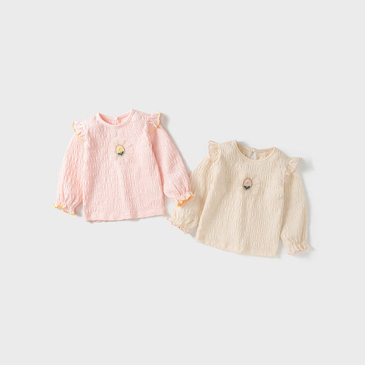 MyKids-USA® Baby Girls Kids Flower Logo Long Sleeve Pullover Top