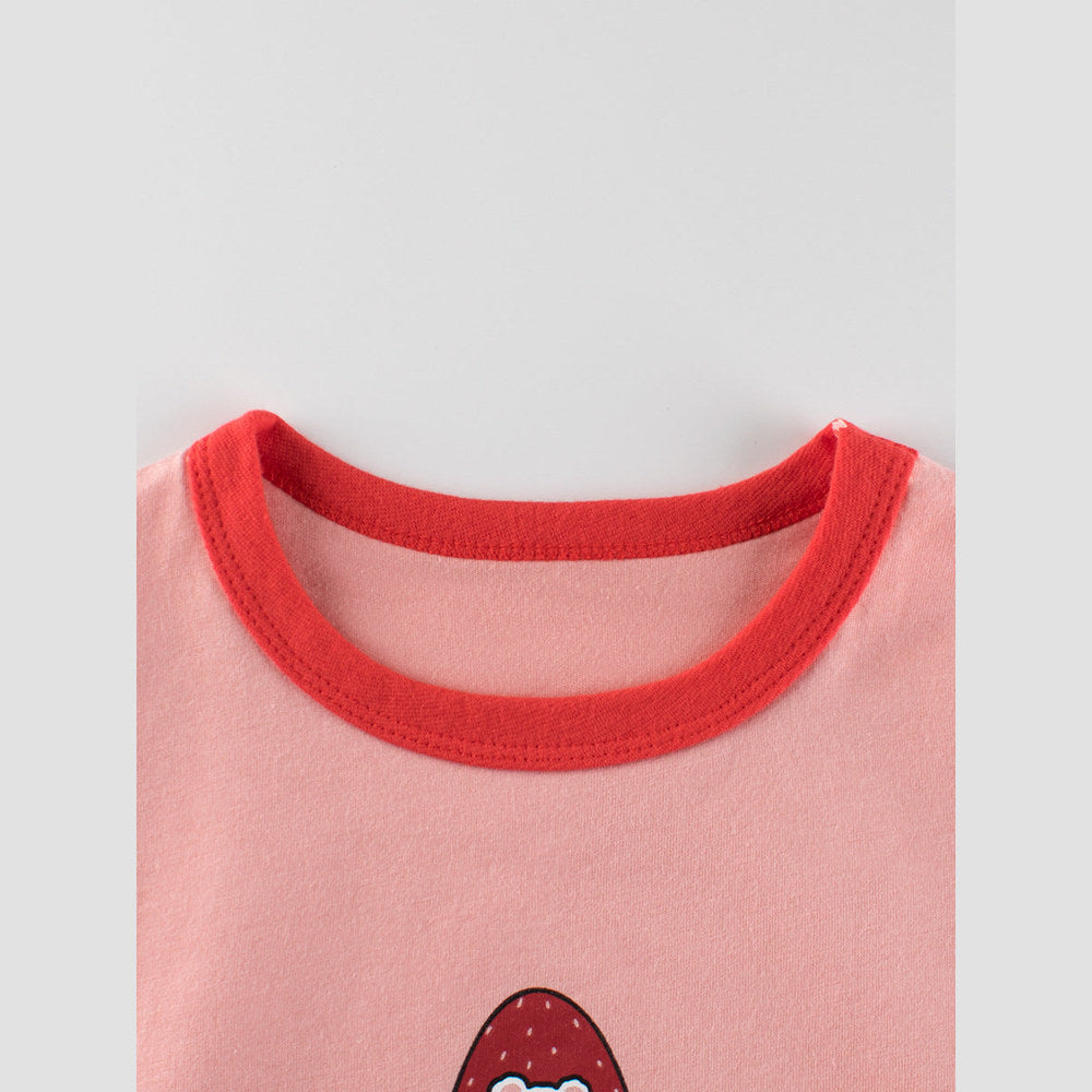 MyKids-USA® Strawberry Bear Printing Girls’ T-Shirt In European And American Style