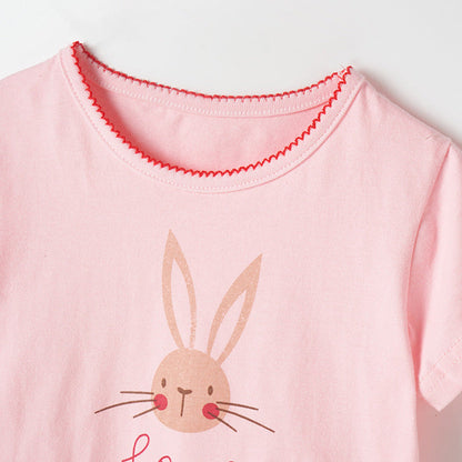 MyKids-USA® Girls’ Clothing Collection – Rabbit Printing Children’s T-Shirt Dress