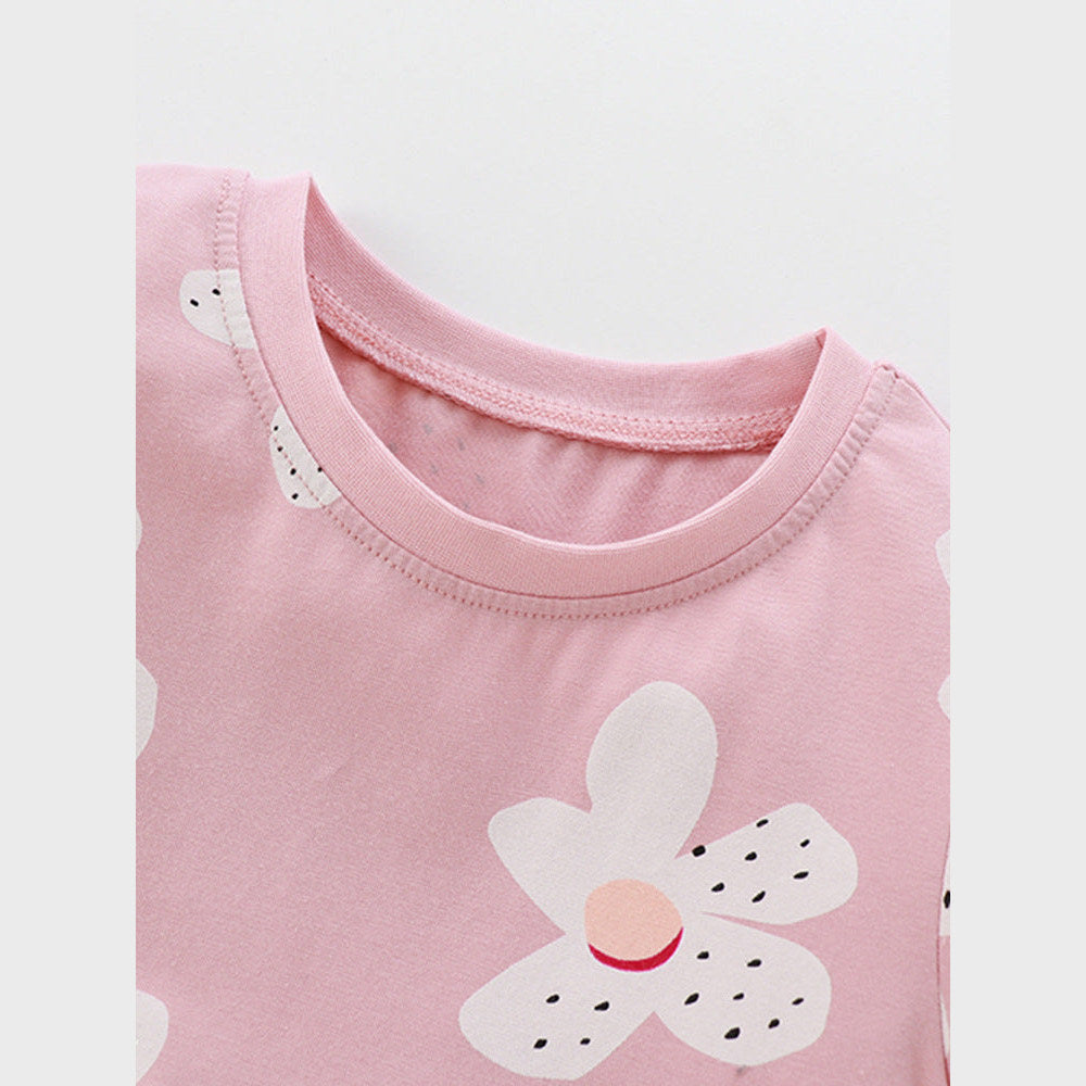MyKids-USA® Baby Girls Short Sleeves Floral Pink Dress