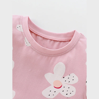 MyKids-USA® Baby Girls Short Sleeves Floral Pink Dress
