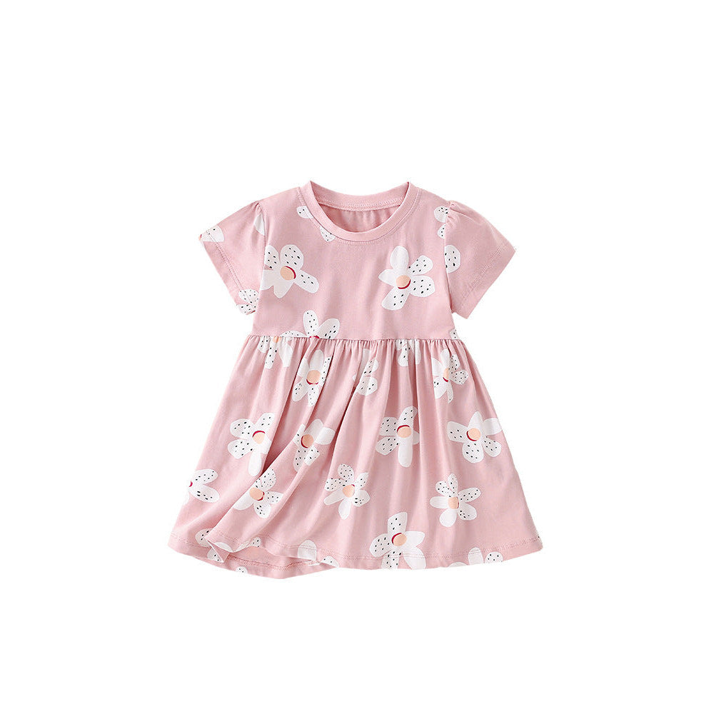 MyKids-USA® Baby Girls Short Sleeves Floral Pink Dress