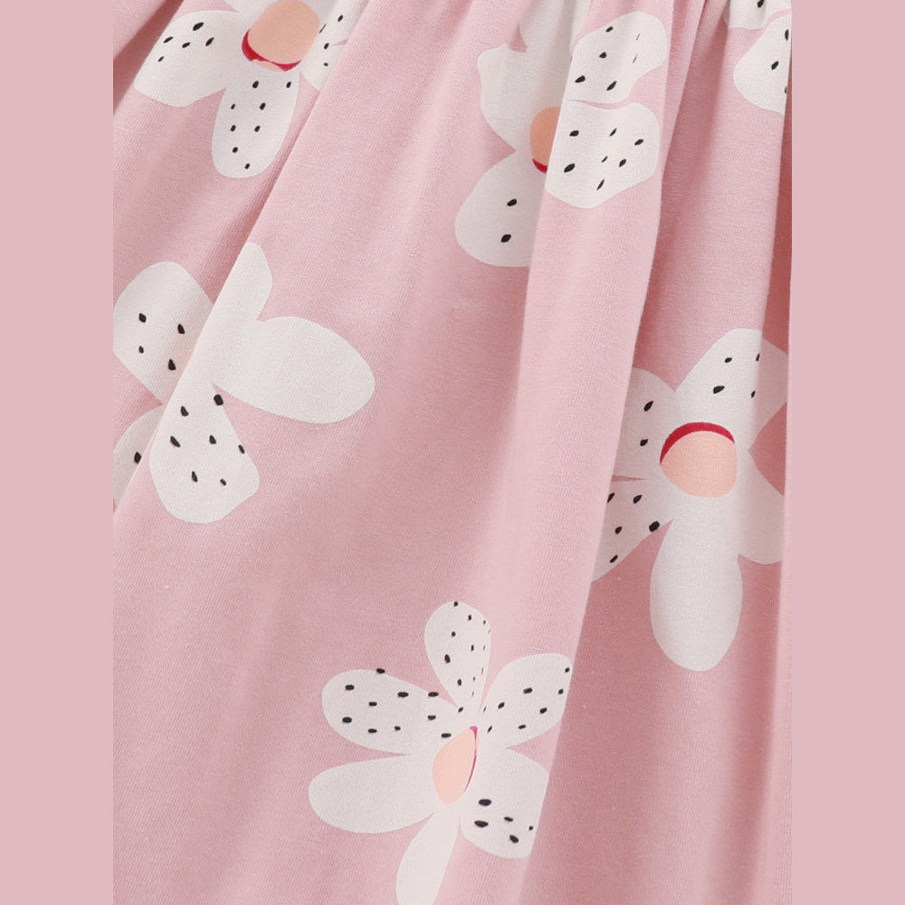MyKids-USA® Baby Girls Short Sleeves Floral Pink Dress