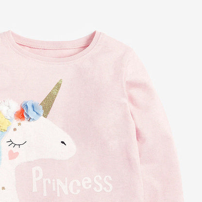 MyKids-USA® Kids Girls Floral Unicorn Cartoon Pattern Princess Pullover Clothing Sweatshirt