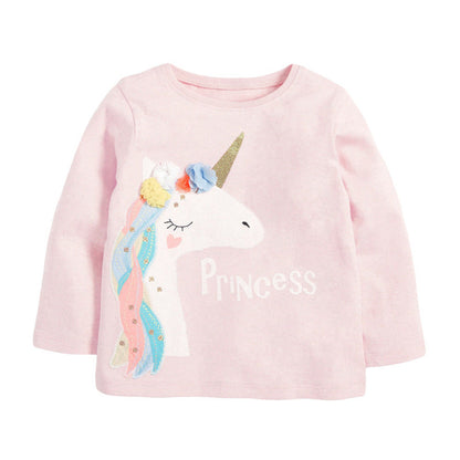 MyKids-USA® Kids Girls Floral Unicorn Cartoon Pattern Princess Pullover Clothing Sweatshirt