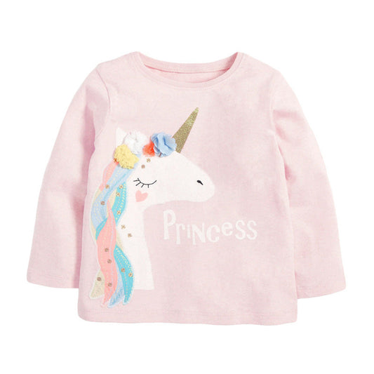 MyKids-USA® Kids Girls Floral Unicorn Cartoon Pattern Princess Pullover Clothing Sweatshirt