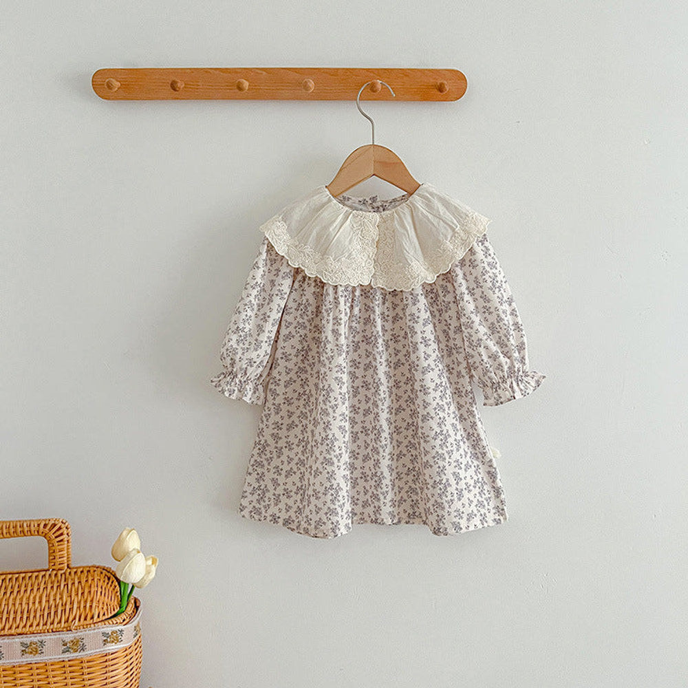 MyKids-USA® Floral Adorable Baby Embroidery Doll Collar bodysuit And Girls’ Dress – Princess Sister Matching Set