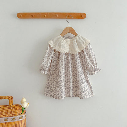 MyKids-USA® Floral Adorable Baby Embroidery Doll Collar bodysuit And Girls’ Dress – Princess Sister Matching Set