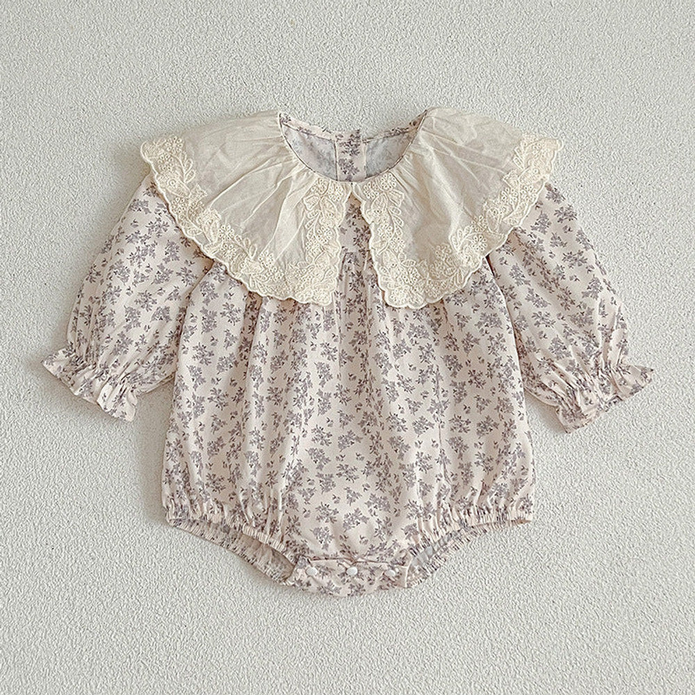 MyKids-USA® Floral Adorable Baby Embroidery Doll Collar bodysuit And Girls’ Dress – Princess Sister Matching Set