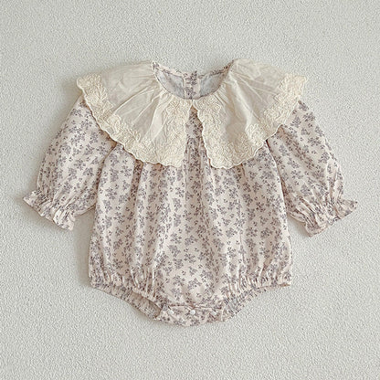 MyKids-USA® Floral Adorable Baby Embroidery Doll Collar bodysuit And Girls’ Dress – Princess Sister Matching Set