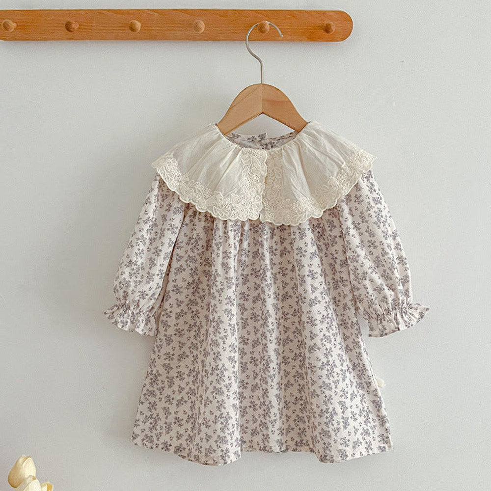 MyKids-USA® Floral Adorable Baby Embroidery Doll Collar bodysuit And Girls’ Dress – Princess Sister Matching Set