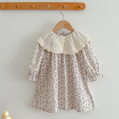 MyKids-USA® Floral Adorable Baby Embroidery Doll Collar bodysuit And Girls’ Dress – Princess Sister Matching Set