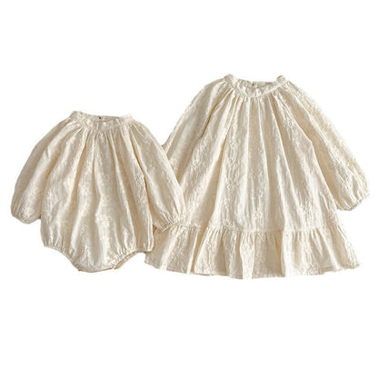MyKids-USA® Simple Solid Floral Baby Round Neck bodysuit OR Girls Dress