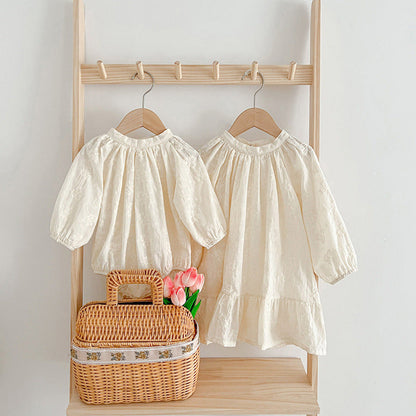 MyKids-USA® Simple Solid Floral Baby Round Neck bodysuit OR Girls Dress
