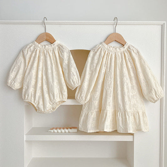 MyKids-USA® Simple Solid Floral Baby Round Neck bodysuit OR Girls Dress