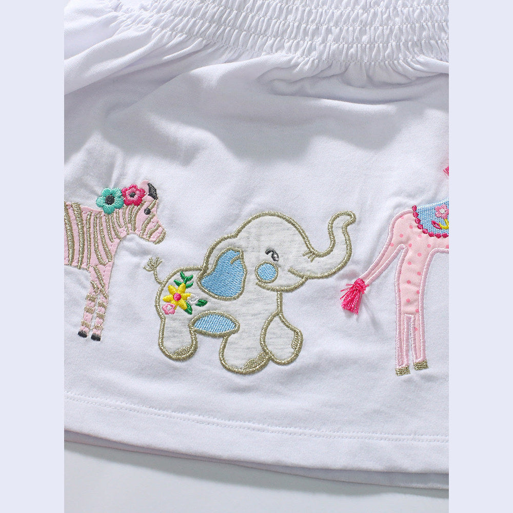 MyKids-USA® Girls Animals Cartoon Pattern Dress And Pink Shorts Set