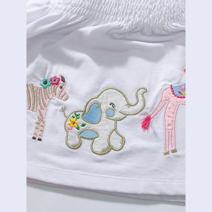 MyKids-USA® Girls Animals Cartoon Pattern Dress And Pink Shorts Set
