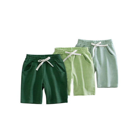 MyKids-USA® Boys Solid Color Green Soft Casual Style Shorts