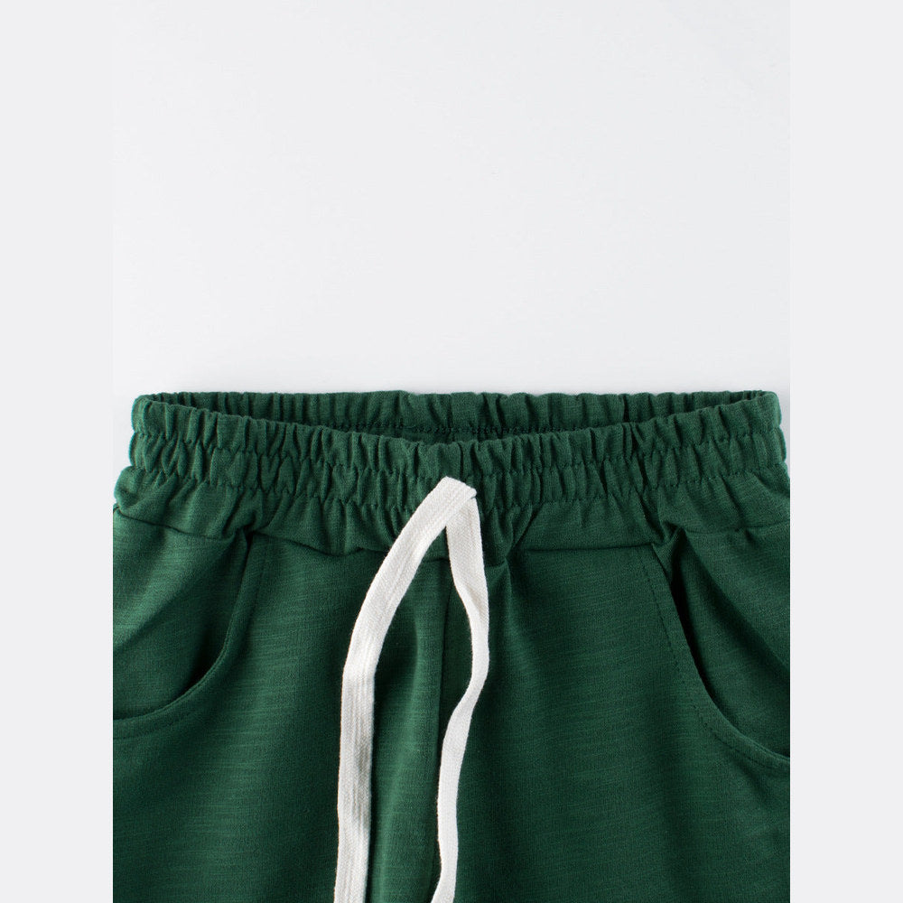 MyKids-USA® Boys Solid Color Green Soft Casual Style Shorts