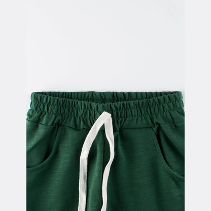 MyKids-USA® Boys Solid Color Green Soft Casual Style Shorts