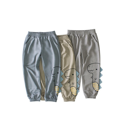 MyKids-USA® Children Boys Dinosaur Cartoon Sports Trousers With Pockets