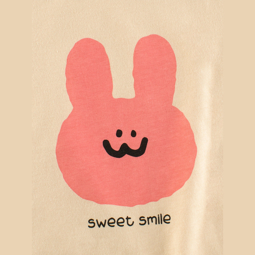 MyKids-USA® Rabbit Sweet Smile Print Girls’ Patchwork T-Shirt In European And American Style