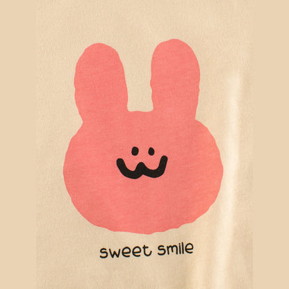 MyKids-USA® Rabbit Sweet Smile Print Girls’ Patchwork T-Shirt In European And American Style