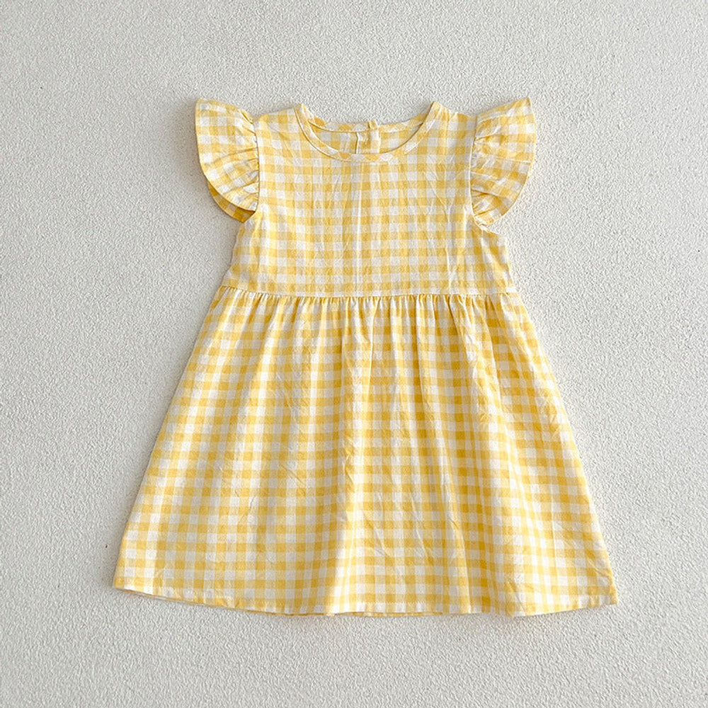 MyKids-USA® Kids Girls Plaid Short Sleeves Princess Dress
