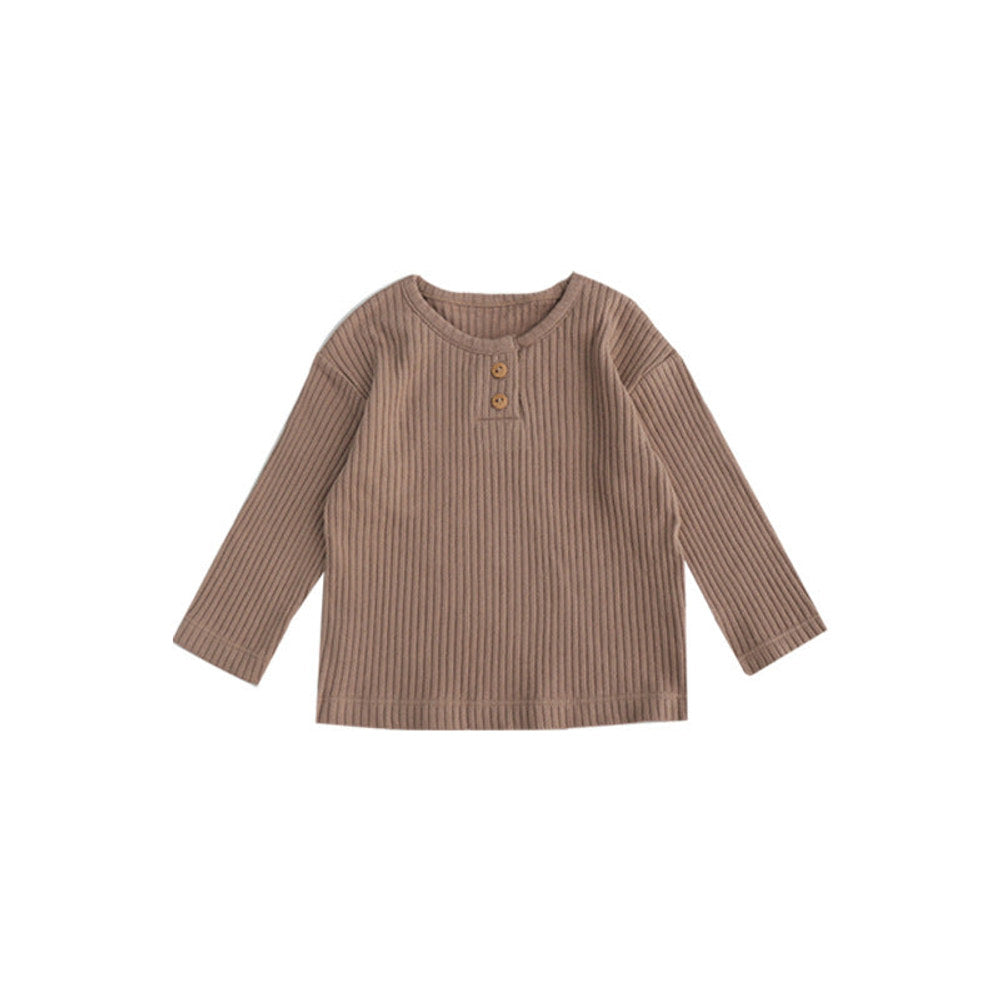 MyKids-USA® Baby Kids Unisex Solid Color Crew Neck Top And Pants Clothing Set
