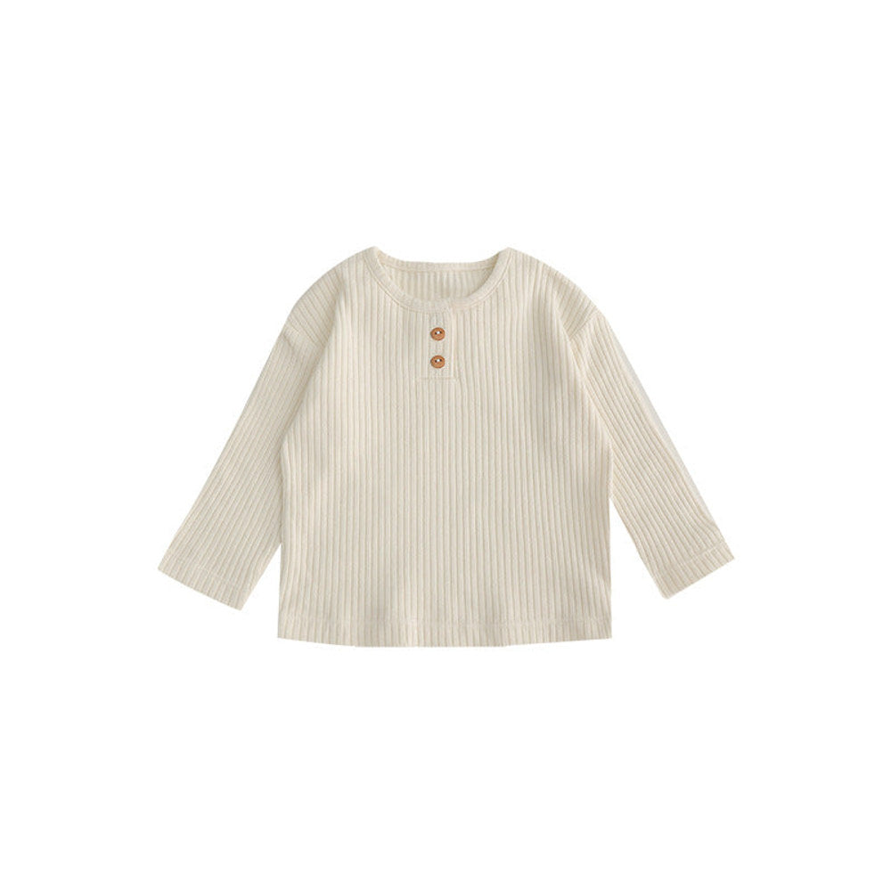 MyKids-USA® Baby Kids Unisex Solid Color Crew Neck Top And Pants Clothing Set