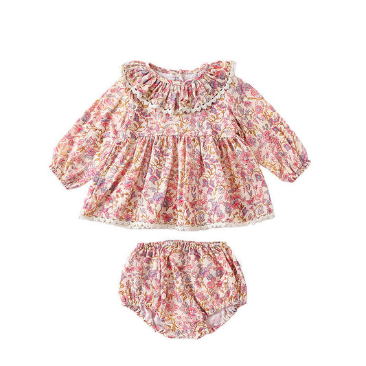 MyKids-USA® Baby Kids Girls Floral Ruffle Collar Top And Shorts Clothing Set