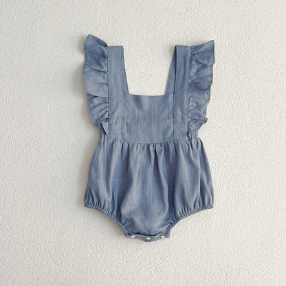 MyKids-USA® Baby Girls Solid Color Square Neck bodysuit