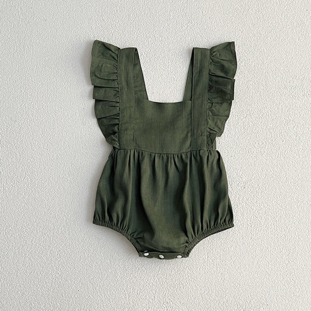 MyKids-USA® Baby Girls Solid Color Square Neck bodysuit