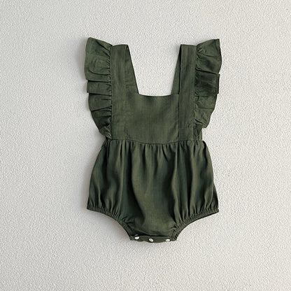 MyKids-USA® Baby Girls Solid Color Square Neck bodysuit