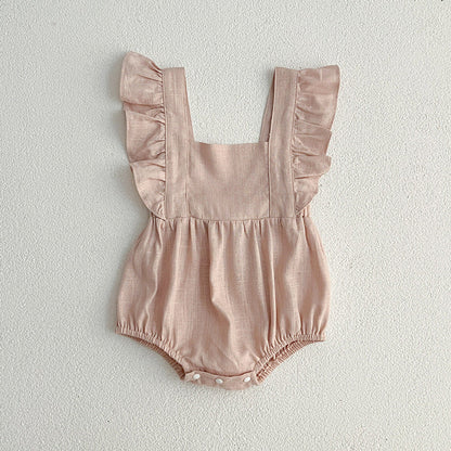 MyKids-USA® Baby Girls Solid Color Square Neck bodysuit
