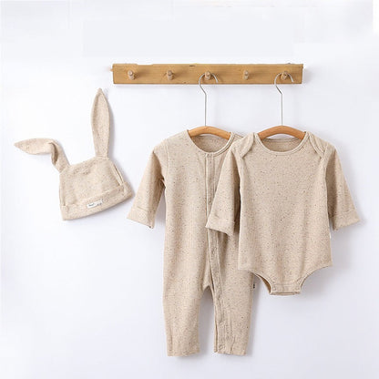 MyKids-USA® Baby Boys And Girls Simple Long Sleeves bodysuit/Romper And Hat Set