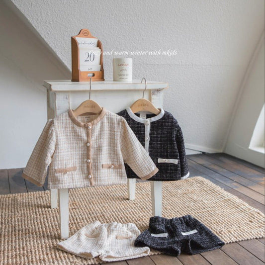 MyKids-USA® Baby Kids Girls Plaid Cardigan And Shorts Clothing Set