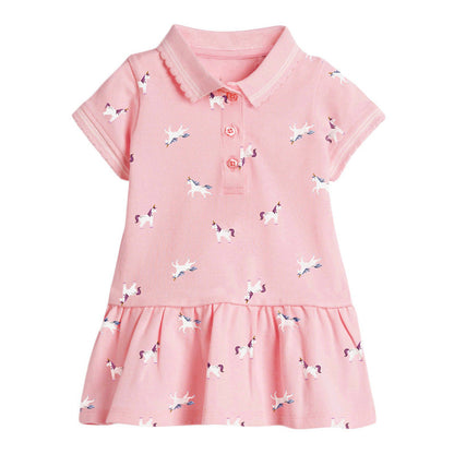 MyKids-USA® Girls’ Clothing: Collar Flip Cartoon Children’s Polo Dress