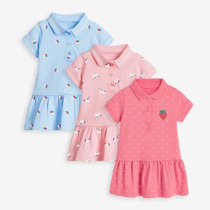 MyKids-USA® Girls’ Clothing: Collar Flip Cartoon Children’s Polo Dress
