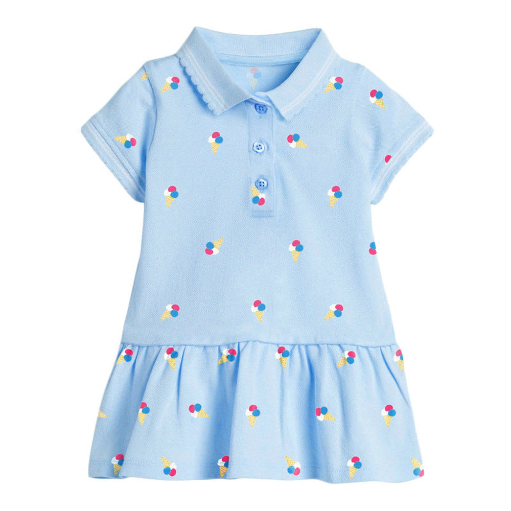MyKids-USA® Girls’ Clothing: Collar Flip Cartoon Children’s Polo Dress