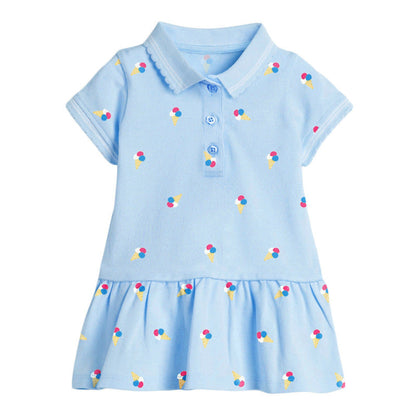 MyKids-USA® Girls’ Clothing: Collar Flip Cartoon Children’s Polo Dress