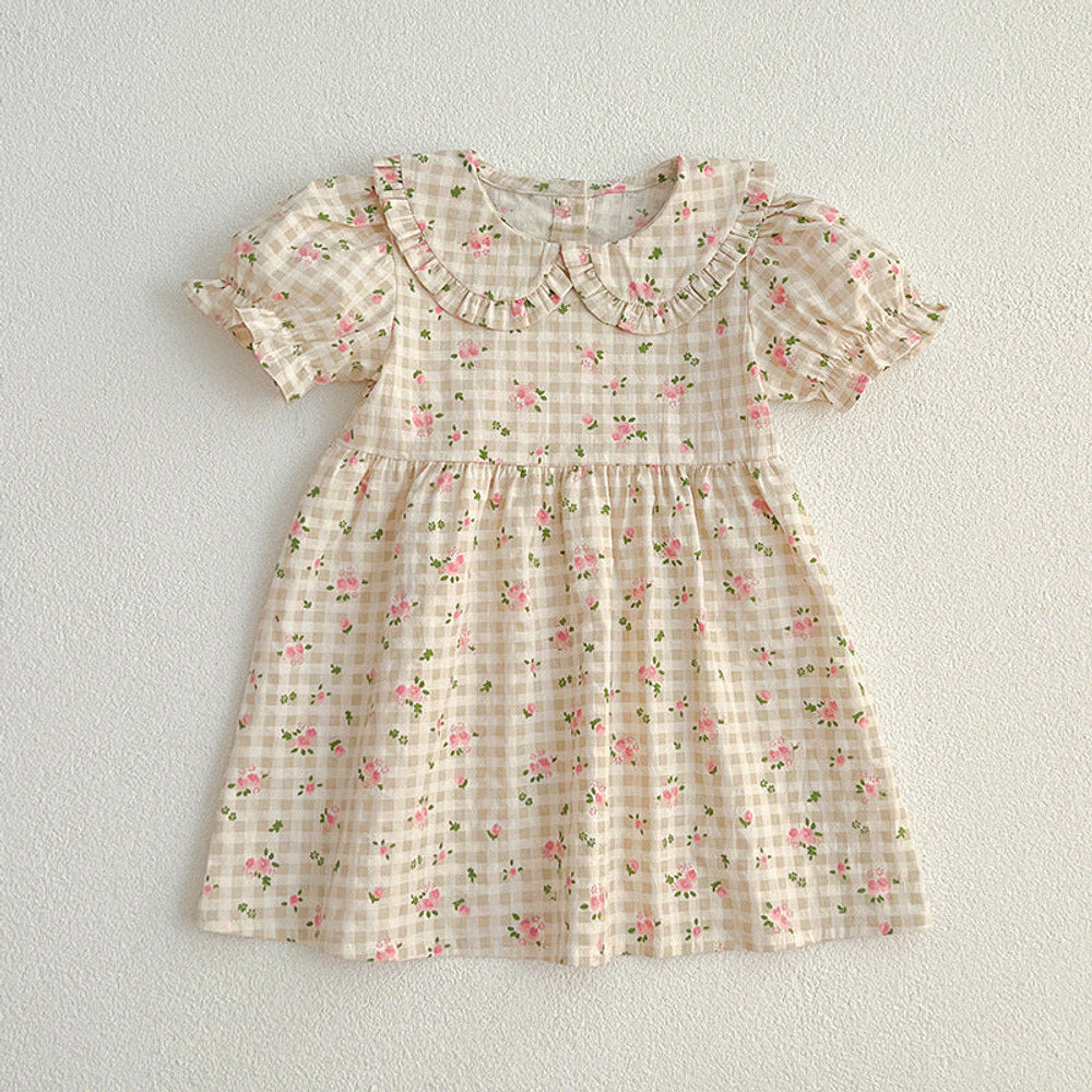 MyKids-USA® Baby Kids Girls Floral Plaid bodysuit And Girls’ Dress – Princess Sister Matching Set