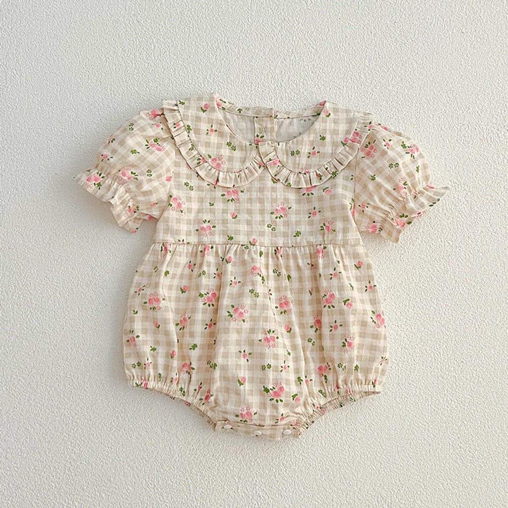 MyKids-USA® Baby Kids Girls Floral Plaid bodysuit And Girls’ Dress – Princess Sister Matching Set
