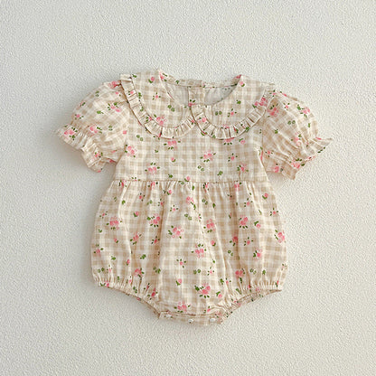 MyKids-USA® Baby Kids Girls Floral Plaid bodysuit And Girls’ Dress – Princess Sister Matching Set