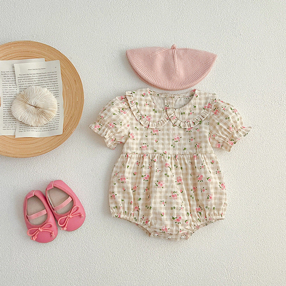 MyKids-USA® Baby Kids Girls Floral Plaid bodysuit And Girls’ Dress – Princess Sister Matching Set