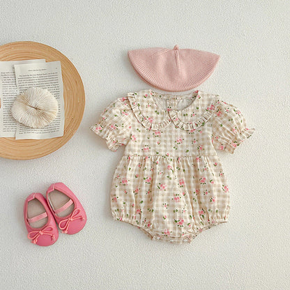 MyKids-USA® Baby Kids Girls Floral Plaid bodysuit And Girls’ Dress – Princess Sister Matching Set