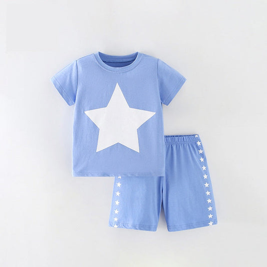 MyKids-USA® Baby Kids Unisex Stars Print T-Shirt And Shorts Casual Clothing Set