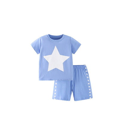 MyKids-USA® Baby Kids Unisex Stars Print T-Shirt And Shorts Casual Clothing Set
