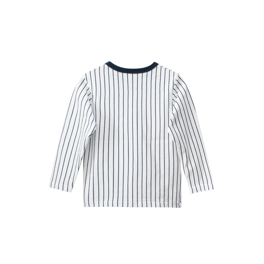 MyKids-USA® Baby Kids Boys Vertical Stripes Round Neck Long Sleeves Top