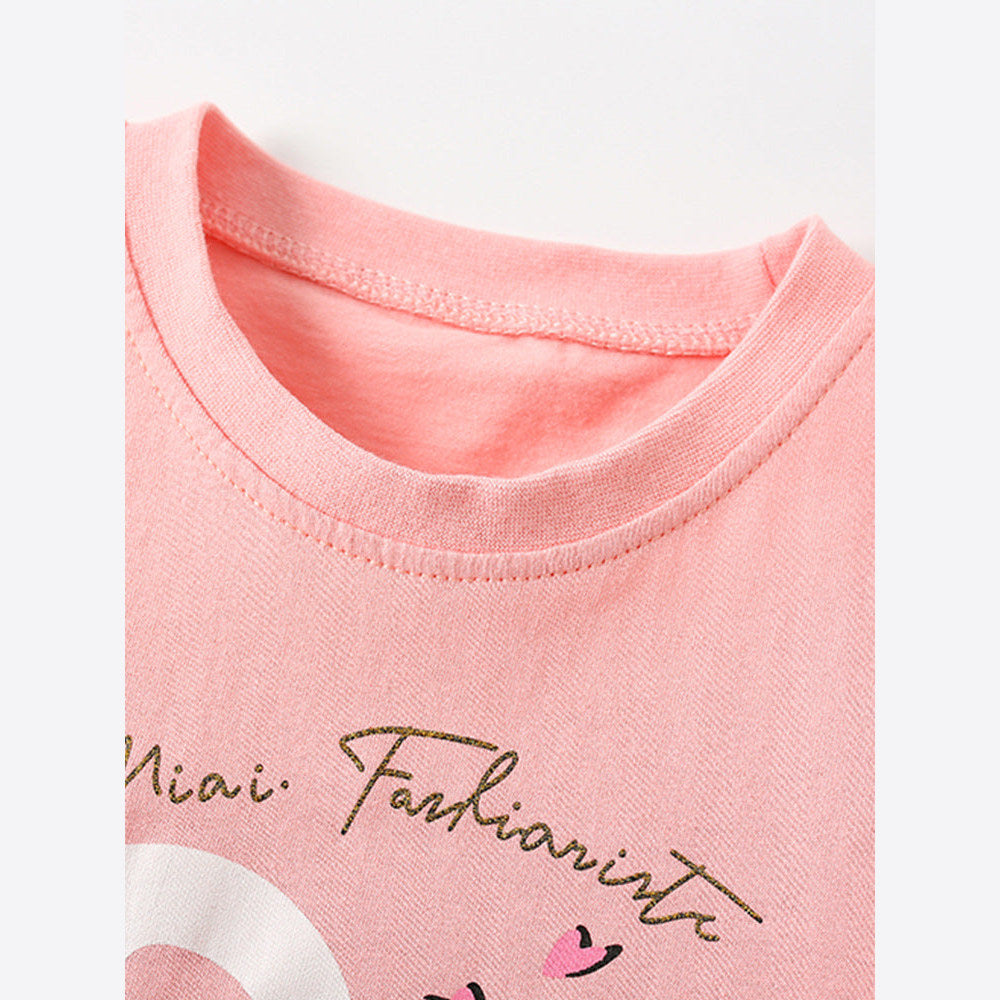 MyKids-USA® Girls Swan Queen Print T-Shirt And Shorts Set
